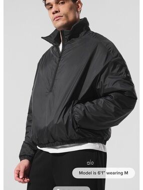 ALO Yoga Men’s Black Latitude Light Weight 1/2 Zip Pullover Jacket MSRP: $178